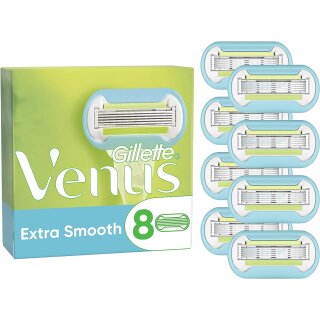 Gillette Venus Extra Smooth Rasierklingen Damen, 8 Ersatzklingen für Damenrasierer mit 5-fach Klinge